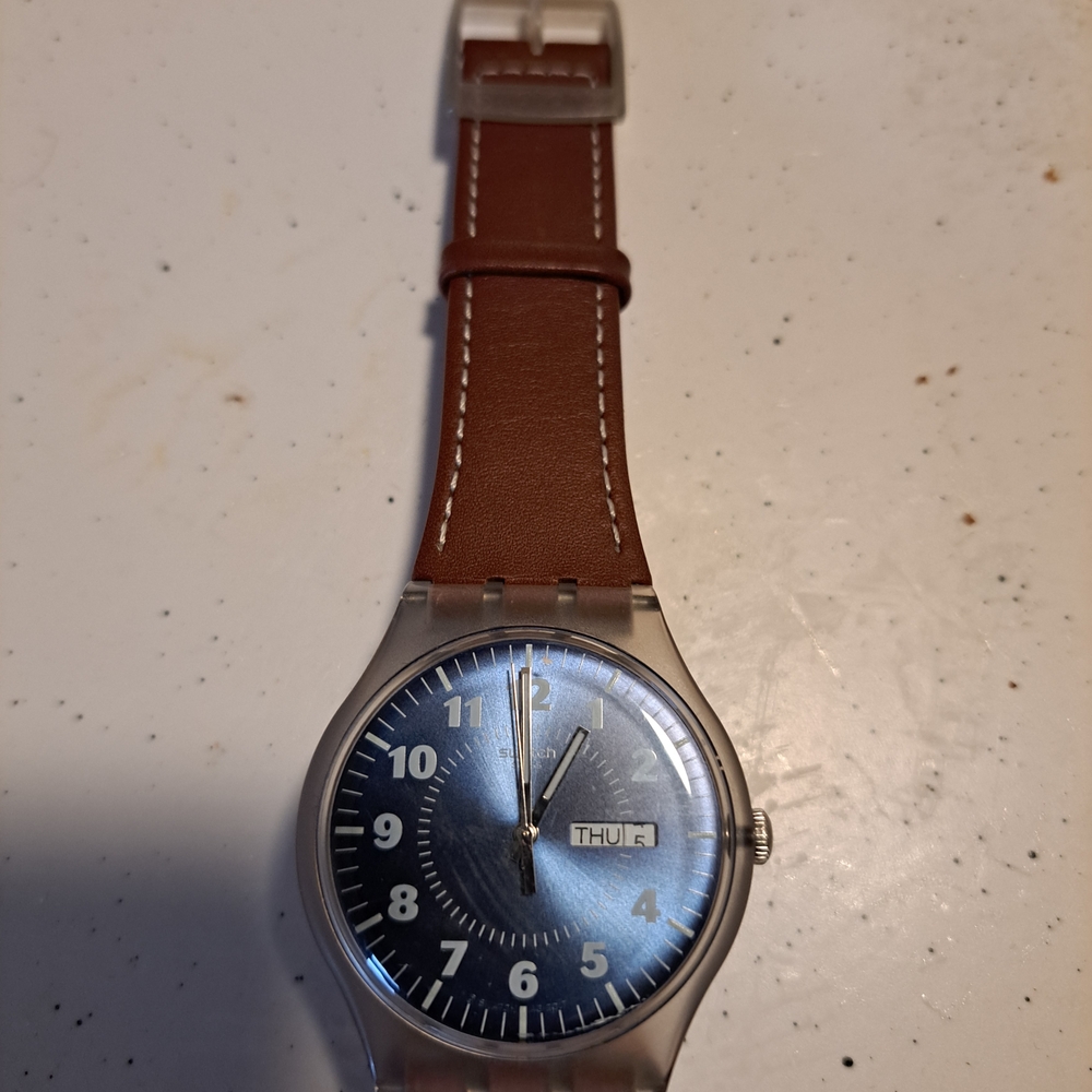 Swatch Tan Leather Strap Watch